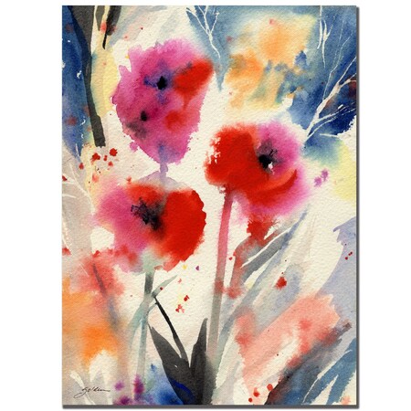 Sheila Golden 'Three Bright Flowers' Canvas Art,18x24
